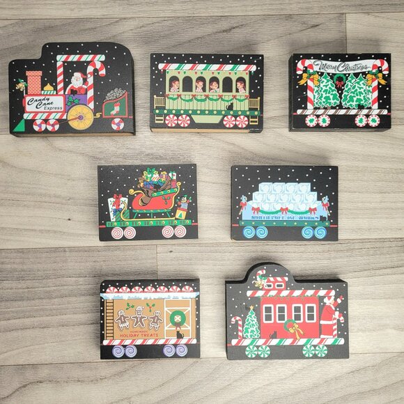 Cat’s Meow Candy Cane Express LOT of 7 Pieces Train Engine Cars Caboose Retired - Picture 1 of 15